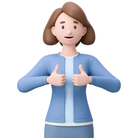 Woman Shows A Thumb Up Like Sign  3D Illustration