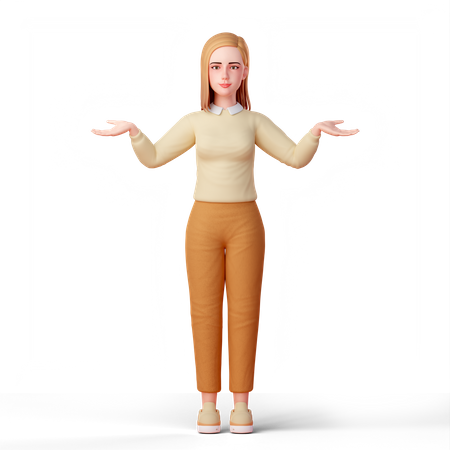 Woman Shrugging Her Shoulders don't know anything  3D Icon