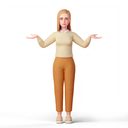 Woman Shrugging Her Shoulders don't know anything  3D Illustration