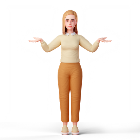 Woman Shrugging Her Shoulders don't know anything 3D Illustration