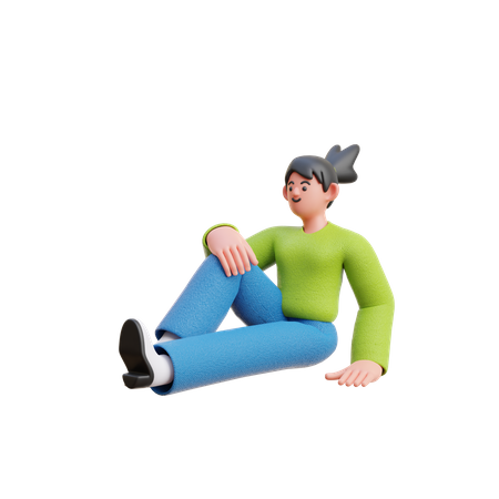 Woman Sitting Down Relax  3D Icon