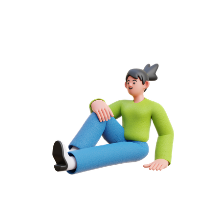 Woman Sitting Down Relax 3D Illustration