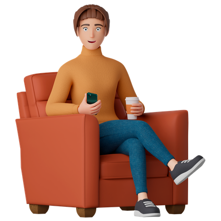 Woman sitting in a chair  3D Icon