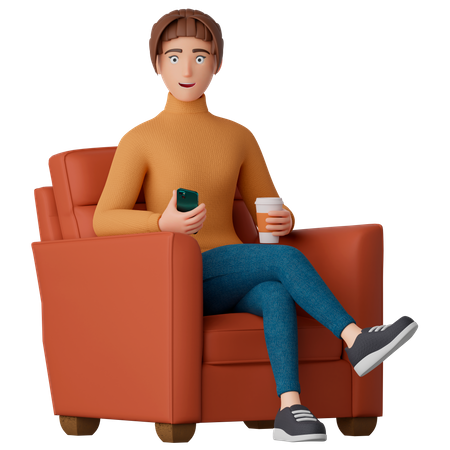 Woman sitting in a chair  3D Illustration