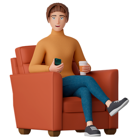 Woman sitting in a chair  3D Illustration