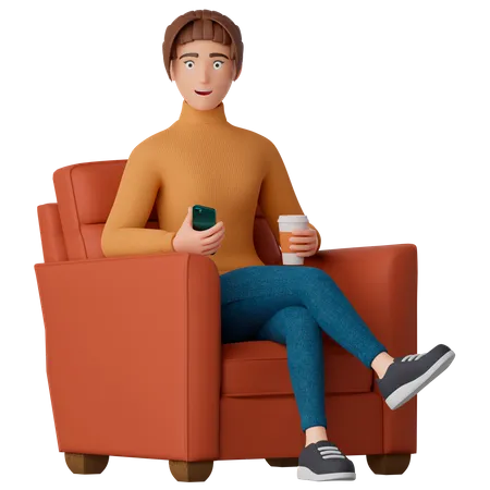 Woman sitting in a chair  3D Illustration