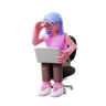 woman sitting 3d logo