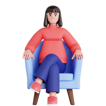 Woman Sitting on Couch  3D Illustration