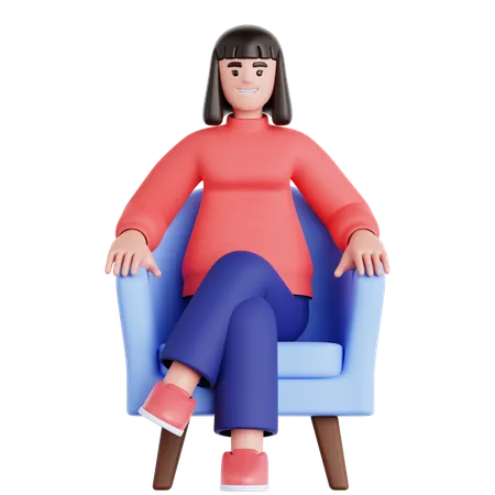 Woman Sitting on Couch  3D Illustration