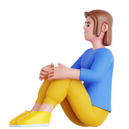 Woman Sitting on The Floor Looking up  3D Illustration