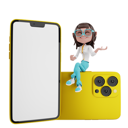 Woman sitting on the phone  3D Icon