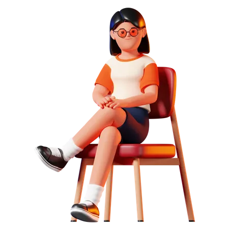 Woman Sitting Pose  3D Illustration