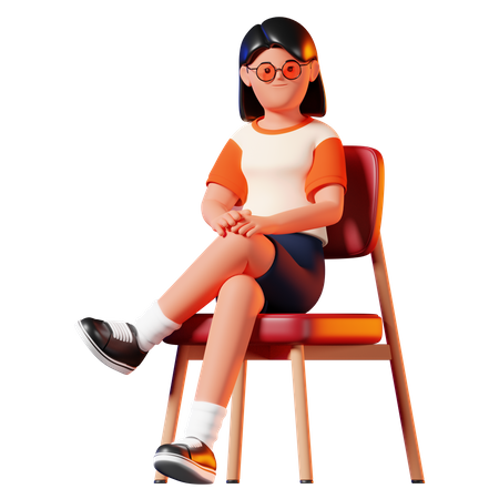 Woman Sitting Pose  3D Illustration