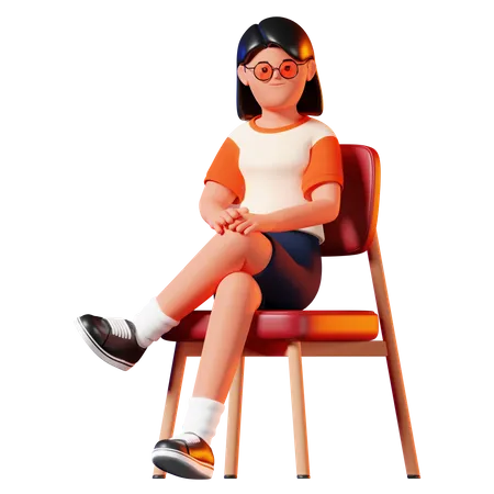 Woman Sitting On A Chair 3D Illustration