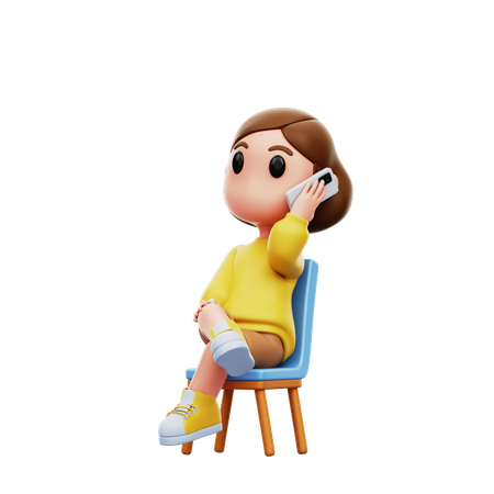 Woman Sitting while Chatting  3D Illustration