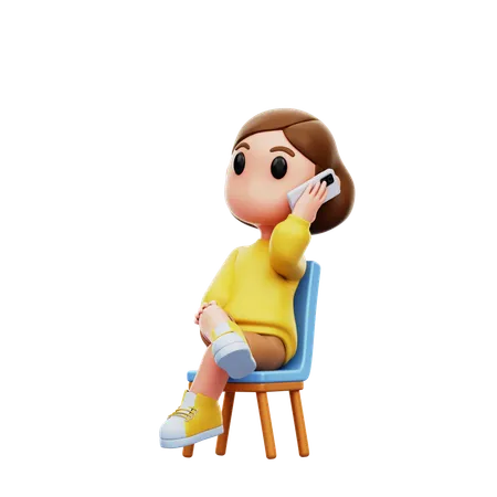 Woman Sitting while Chatting  3D Illustration