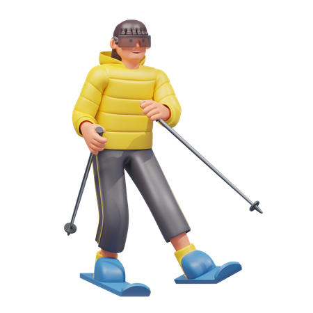 Woman Skiing  3D Icon