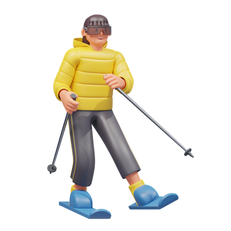 Woman Skiing  3D Illustration