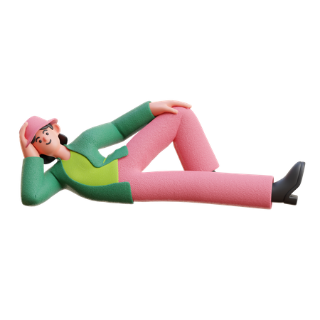 Woman Sleeping Relax  3D Illustration