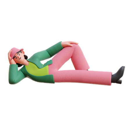 Woman Sleeping Relax 3D Illustration