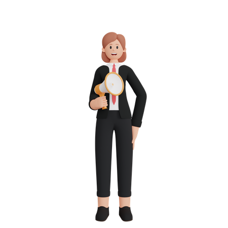 Woman speaking into megaphone  3D Icon