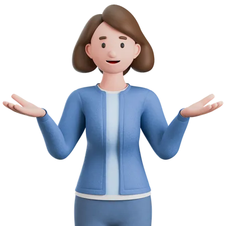 Woman Spreading Her Hands And Presenting Something  3D Illustration