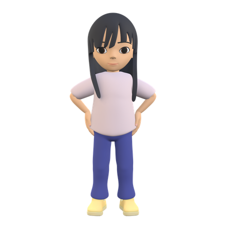 Woman Standing Holding Her Waist  3D Illustration