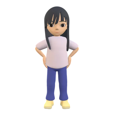 Woman Standing Holding Her Waist  3D Illustration