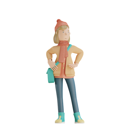 Woman Standing Pose  3D Illustration