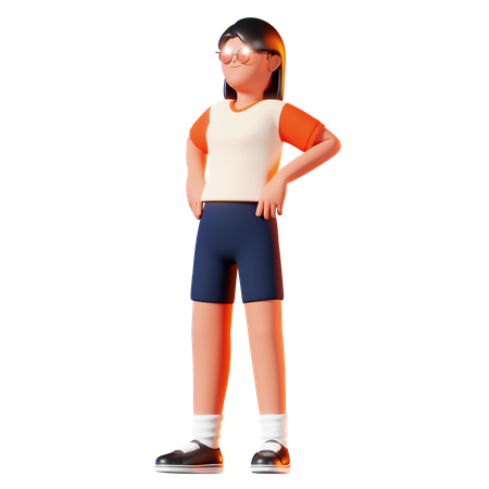 Woman Standing Proudly Pose  3D Icon