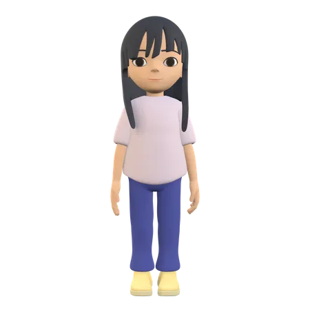 3 D Pose Woman Character Standing Upright While Smiling 3D Illustration
