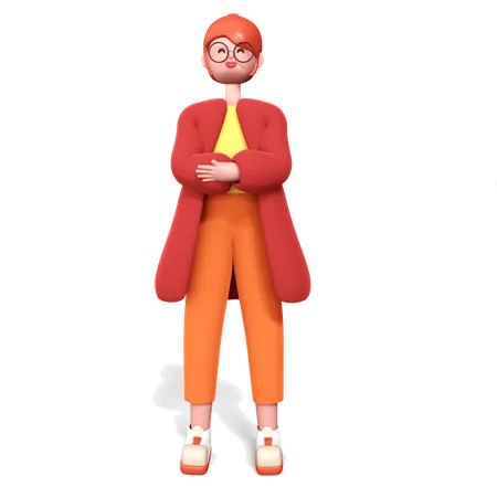 Woman Standing with crossed hands 3D Illustration