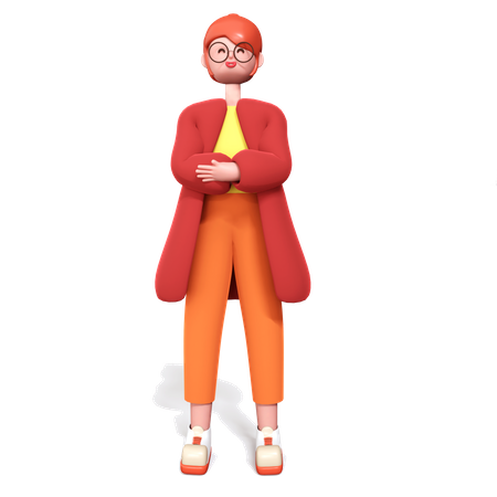 Woman Standing with crossed hands  3D Illustration