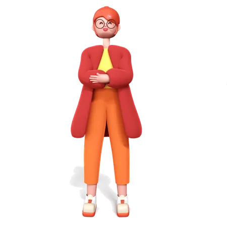 Woman Standing with crossed hands  3D Illustration