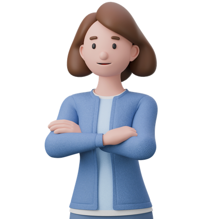 Woman Standing With Folding Hands  3D Icon
