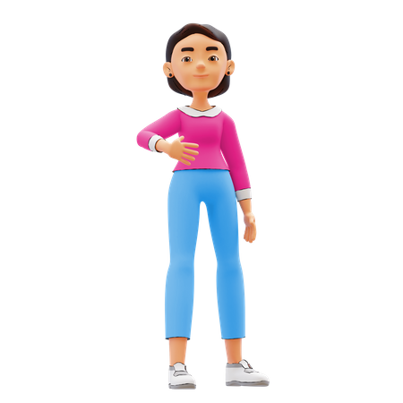 Woman standing with one arm on waist  3D Icon