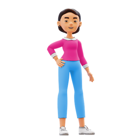 Woman standing with one arm on waist  3D Illustration