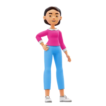 Woman standing with one arm on waist  3D Illustration