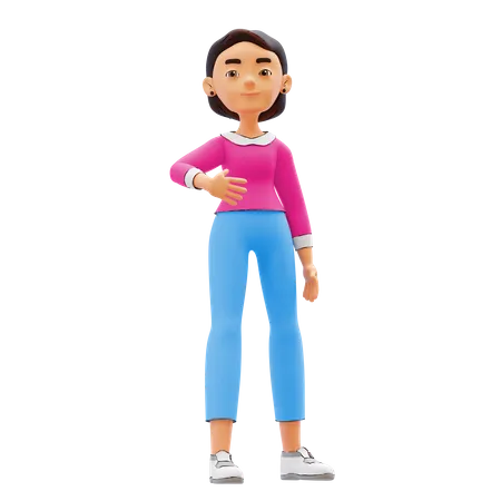 Woman standing with one arm on waist  3D Illustration