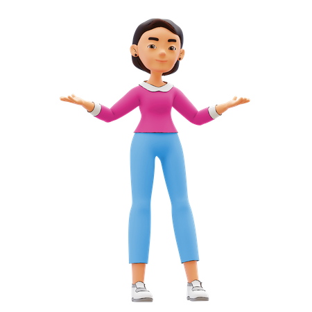 Woman Standing with open arms  3D Icon