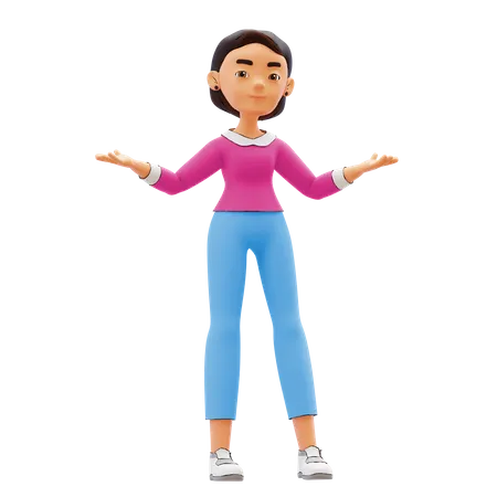 Woman Standing with open arms 3D Illustration