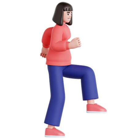 Woman Step Up  3D Illustration