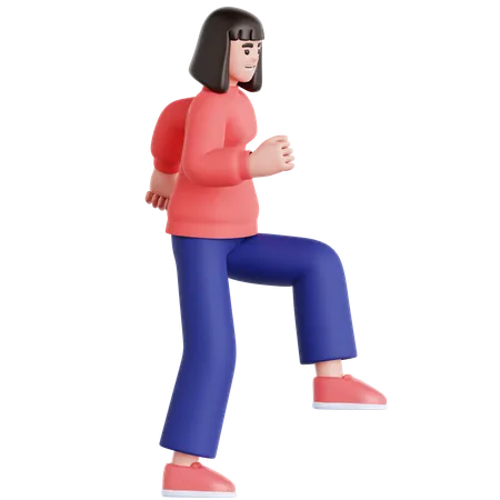 Woman Step Up  3D Illustration