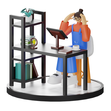 Woman suffering headache  3D Icon