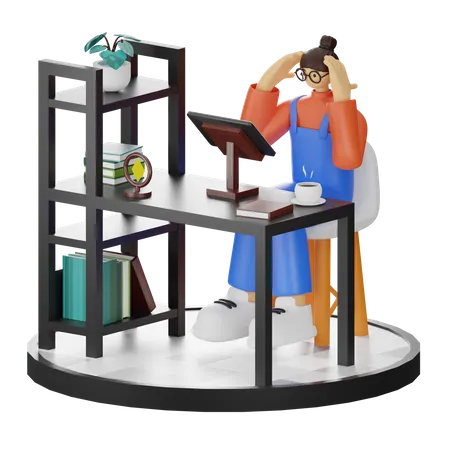 Woman suffering headache  3D Illustration