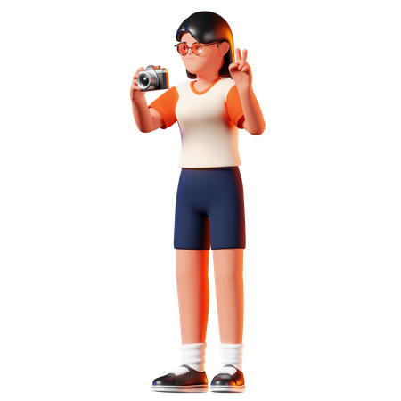 Woman Taking A Photo Pose  3D Illustration