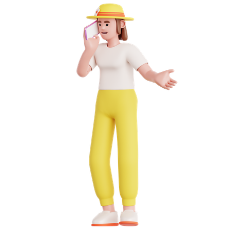 Woman Talking on Mobile phone  3D Illustration