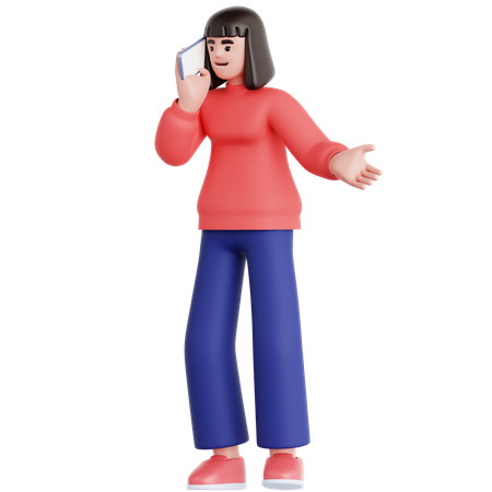 Woman Talking on Mobile phone  3D Illustration