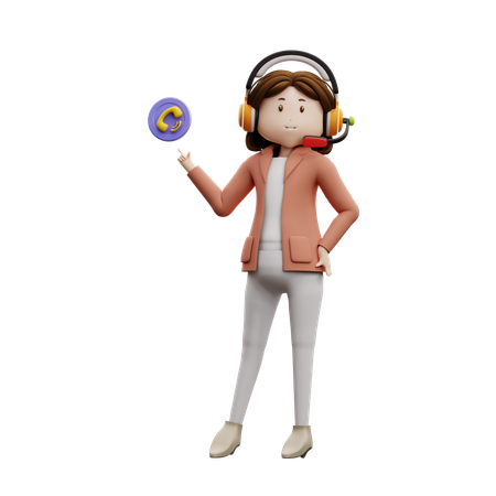 Woman Talking On Phone Call  3D Icon