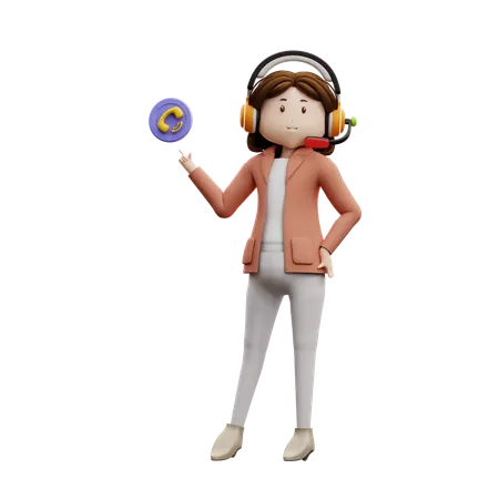 Woman Talking On Phone Call  3D Illustration